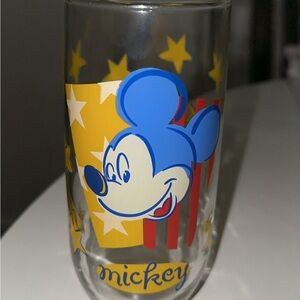 Vintage Disney Mickey Mouse Blue and Yellow Glass